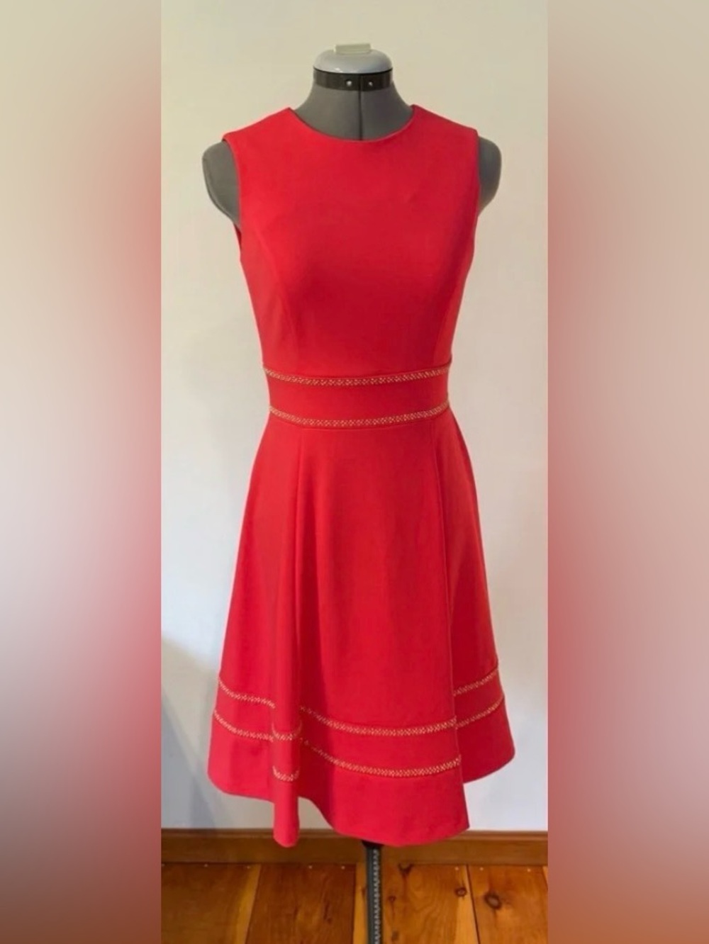 Calvin Klein Coral Sleeveless Fit-and-Flare Dress
